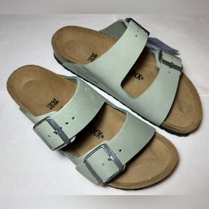 NWT🌷(38) Birkenstock Arizona Green Big Buckle Slide Sandals